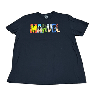 Disney Marvel Black Graphic 100% Cotton Superhero T-Shirt for Men Size 2XL